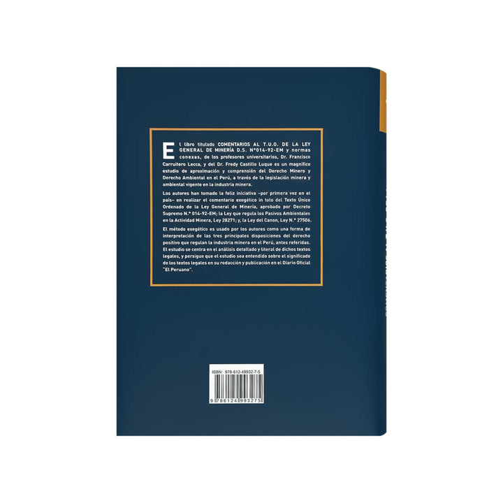 Contracubierta del libro Comentarios al TUO de la Ley General de Minería.