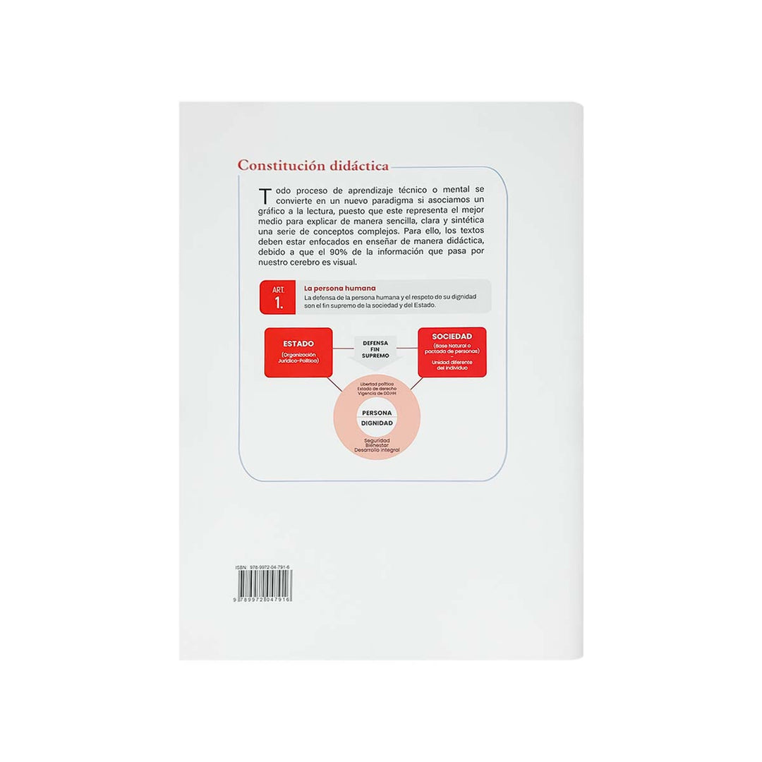 Contracubierta del libro Constitución Política del Perú Didáctica Explicada en Diagramas (Tapa Dura).