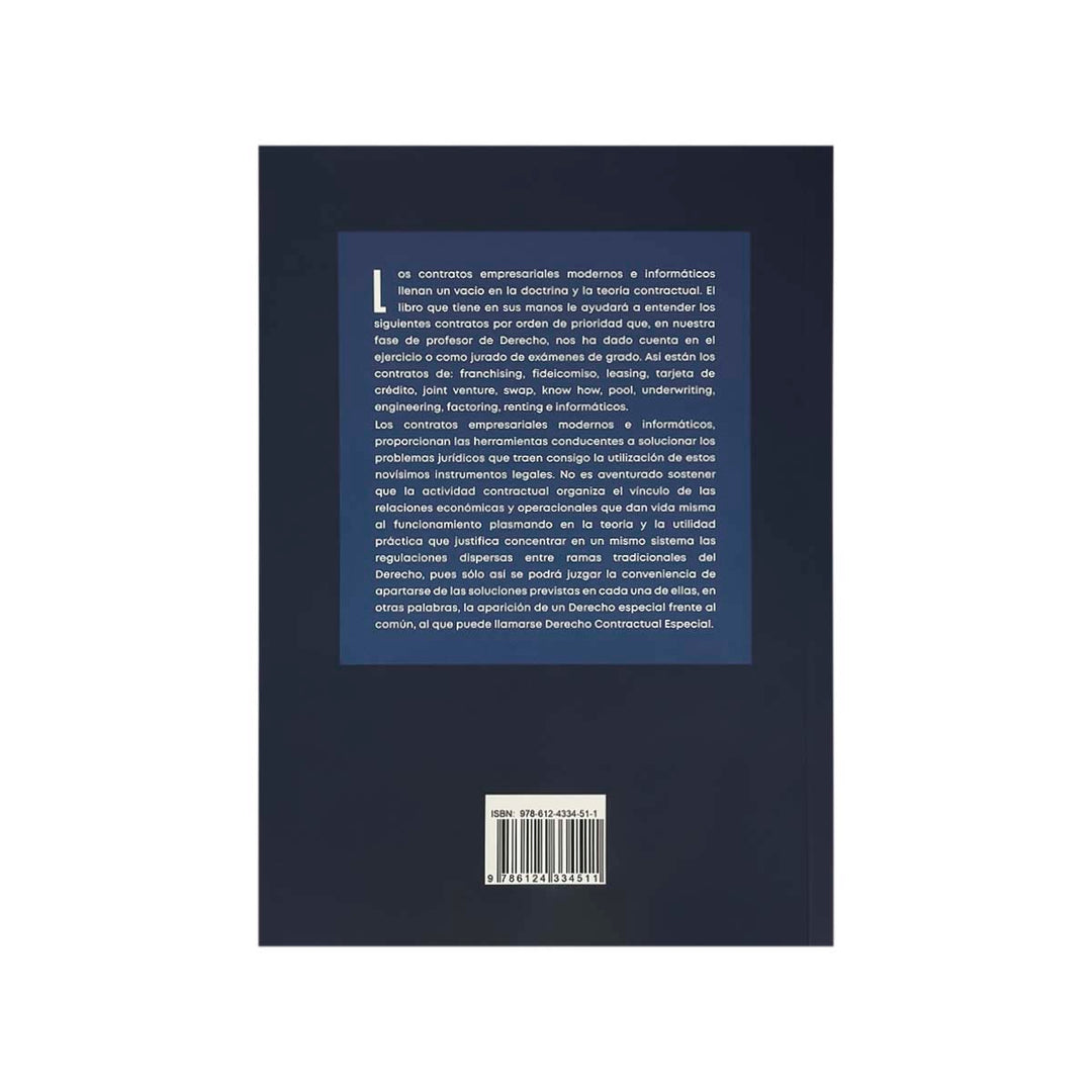 Contracubierta del libro Contratos Empresariales Modernos e Informáticos.