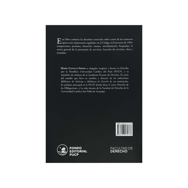 Contracubierta del libro Contratos Típicos, de Mario Castillo Freyre.