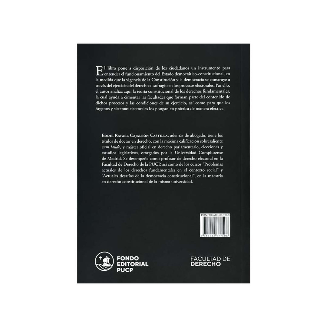 Contracubierta del libro Derecho al Sufragio, de Eddie R. Cajaleón Castilla.