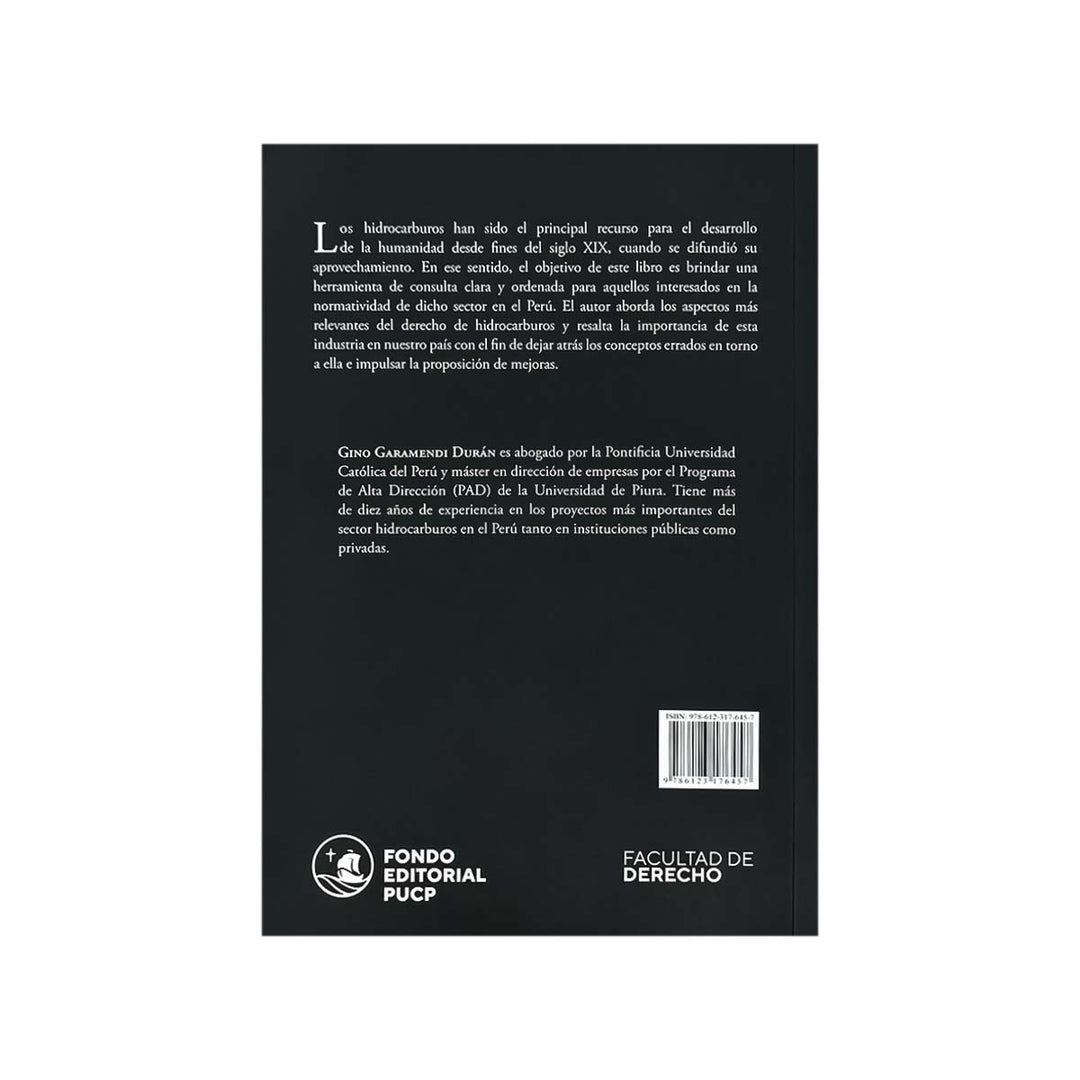 Contracubierta del libro Derecho de los Hidrocarburos, de Gino Garamendi Durán.