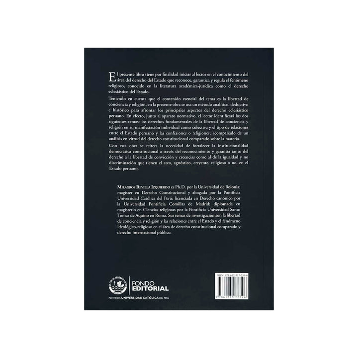 Contracubierta del libro Derecho Eclesiástico del Estado Peruano.