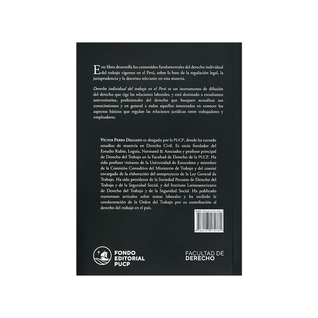 Contracubierta del libro Derecho Individual del Trabajo en el Perú.