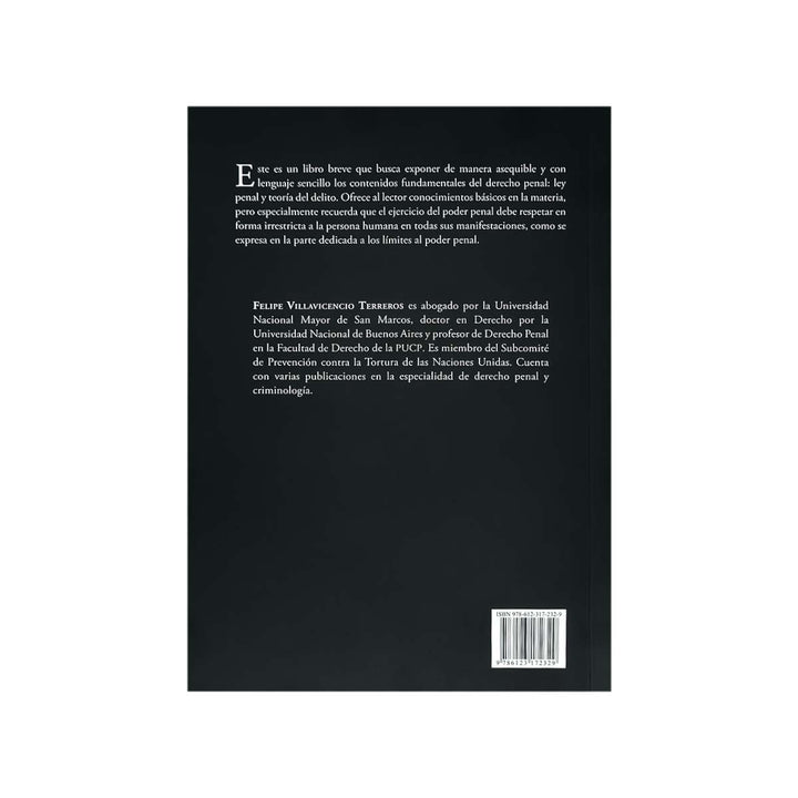Contracubierta del libro Derecho Penal Básico, de Felipe Villavicencio T.