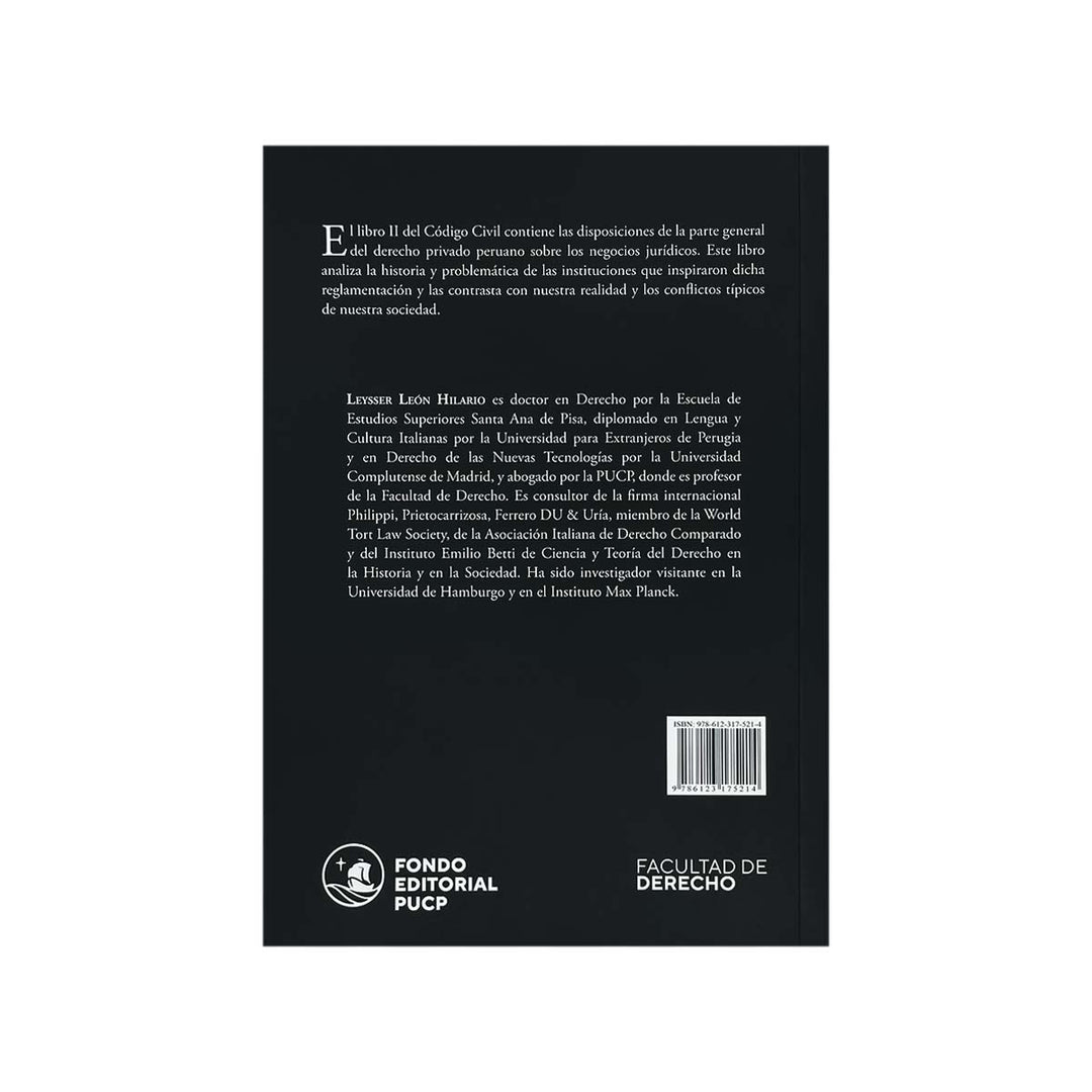 Contracubierta del libro Derecho Privado Parte General: Negocios, Actos, y Hechos Jurídicos.