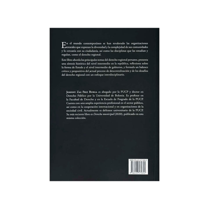 Contracubierta del libro Derecho Regional, de Johnny Zas Friz Burga.