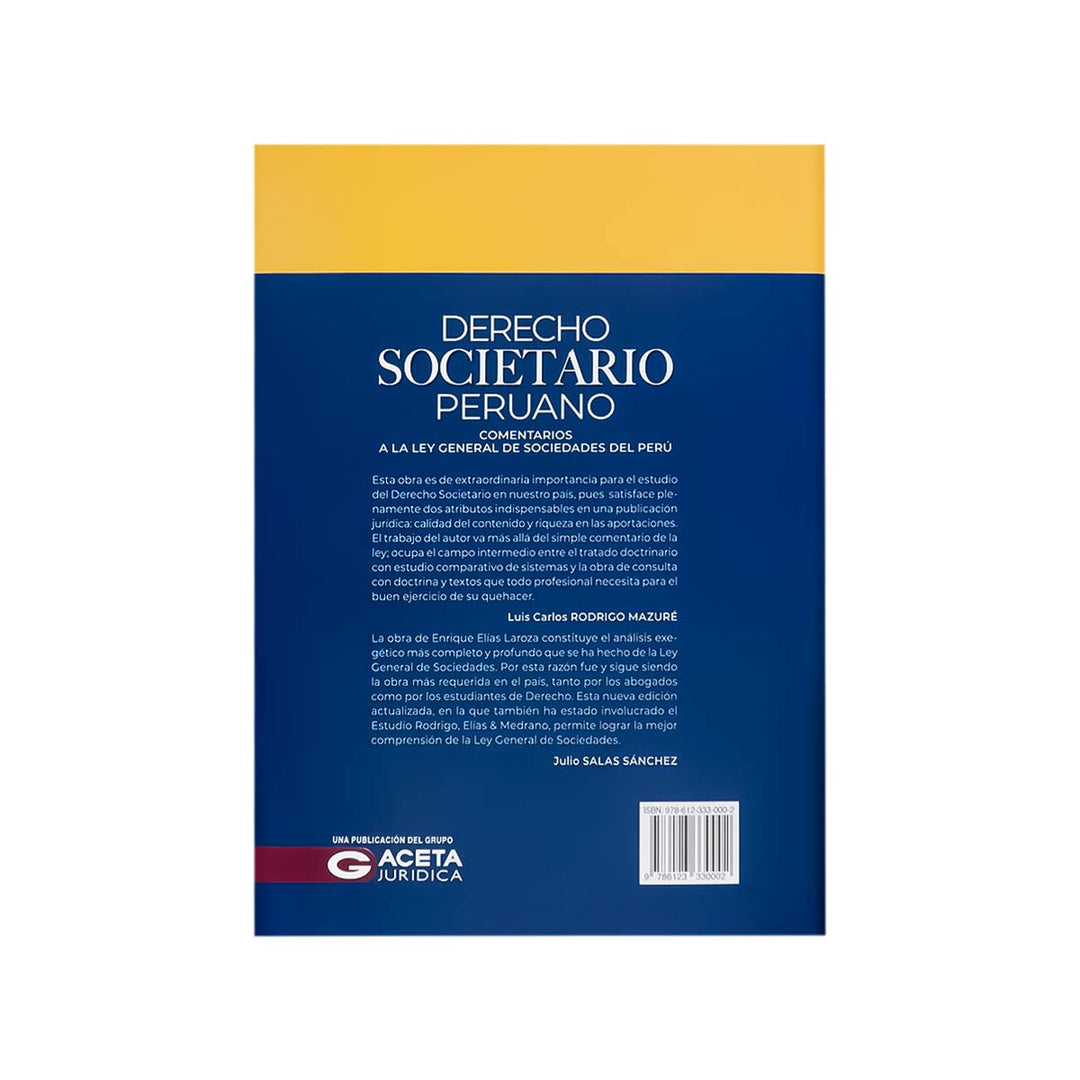 Contracubierta del libro Derecho Societario Peruano 2023.