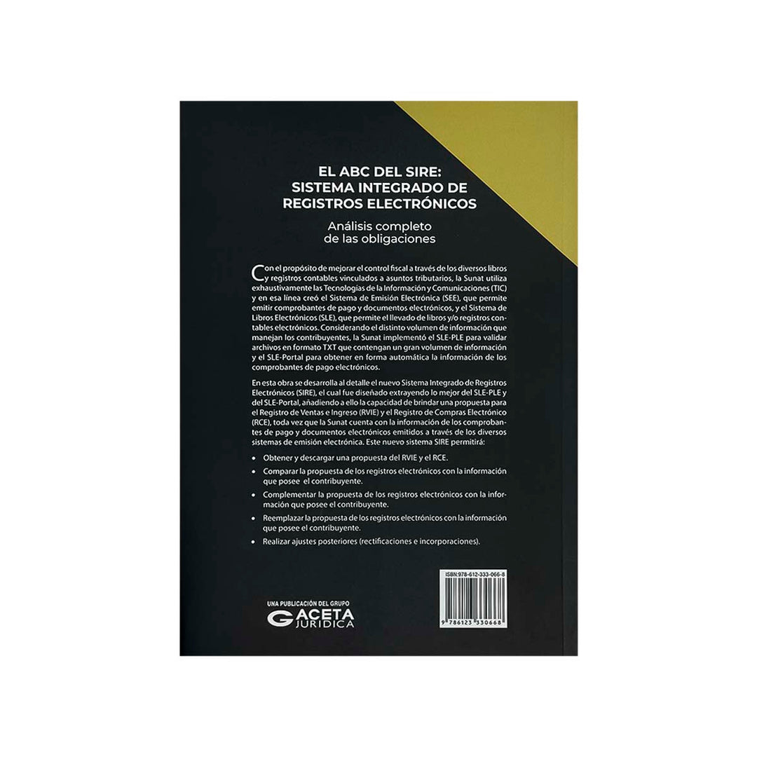 Contracubierta del libro El ABC del SIRE: Sistema Integrado de Registros Electrónicos.
