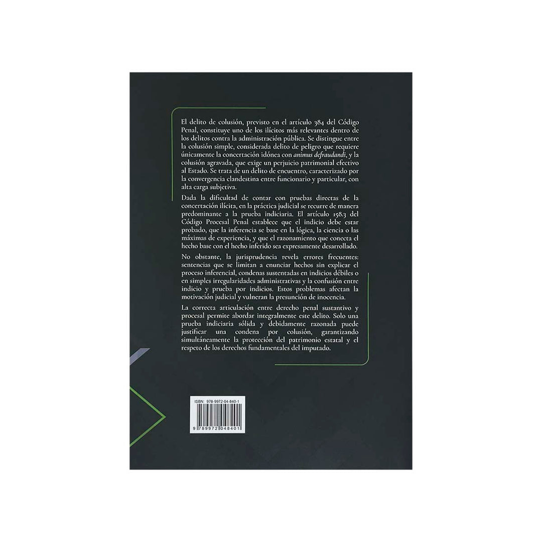 Contracubierta del libro El Delito de Colusión y la Prueba por Indicios.