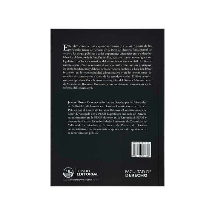 Contracubierta del libro El Derecho de la Función Pública y el Servicio Civil: Nociones Fundamentales.