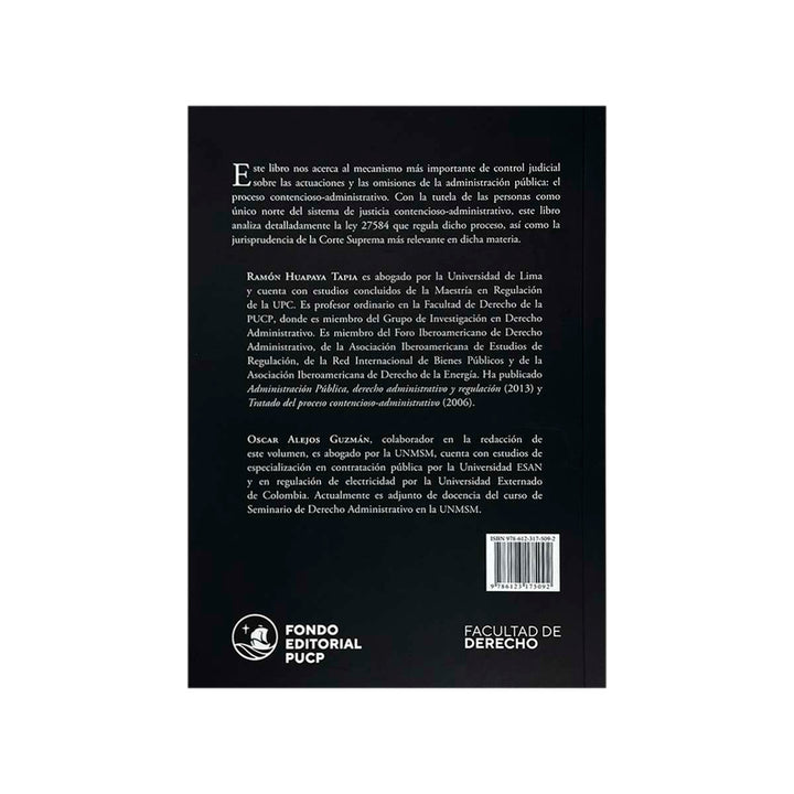 Contracubierta del libro El Proceso Contencioso - Administrativo, de Ramón Huapaya Tapia.