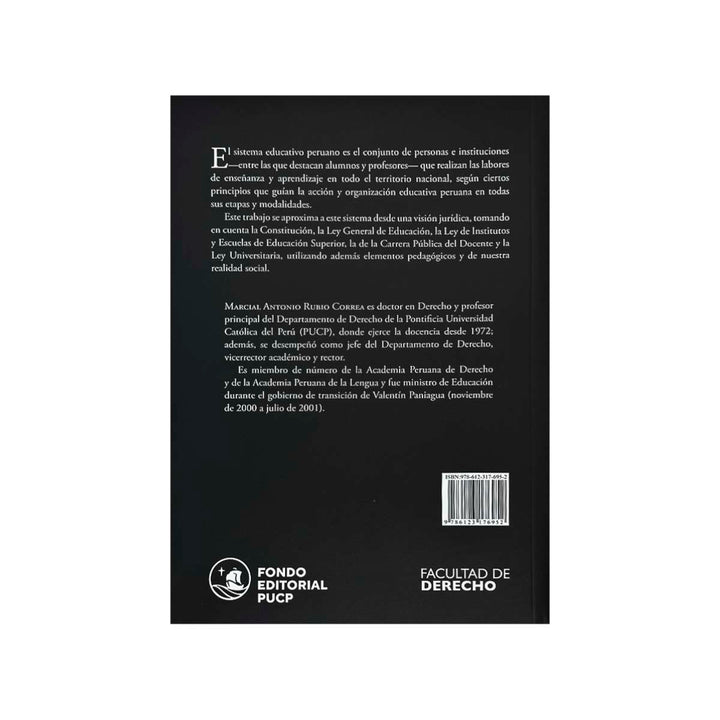 Contracubierta del libro El Sistema Educativo Peruano.