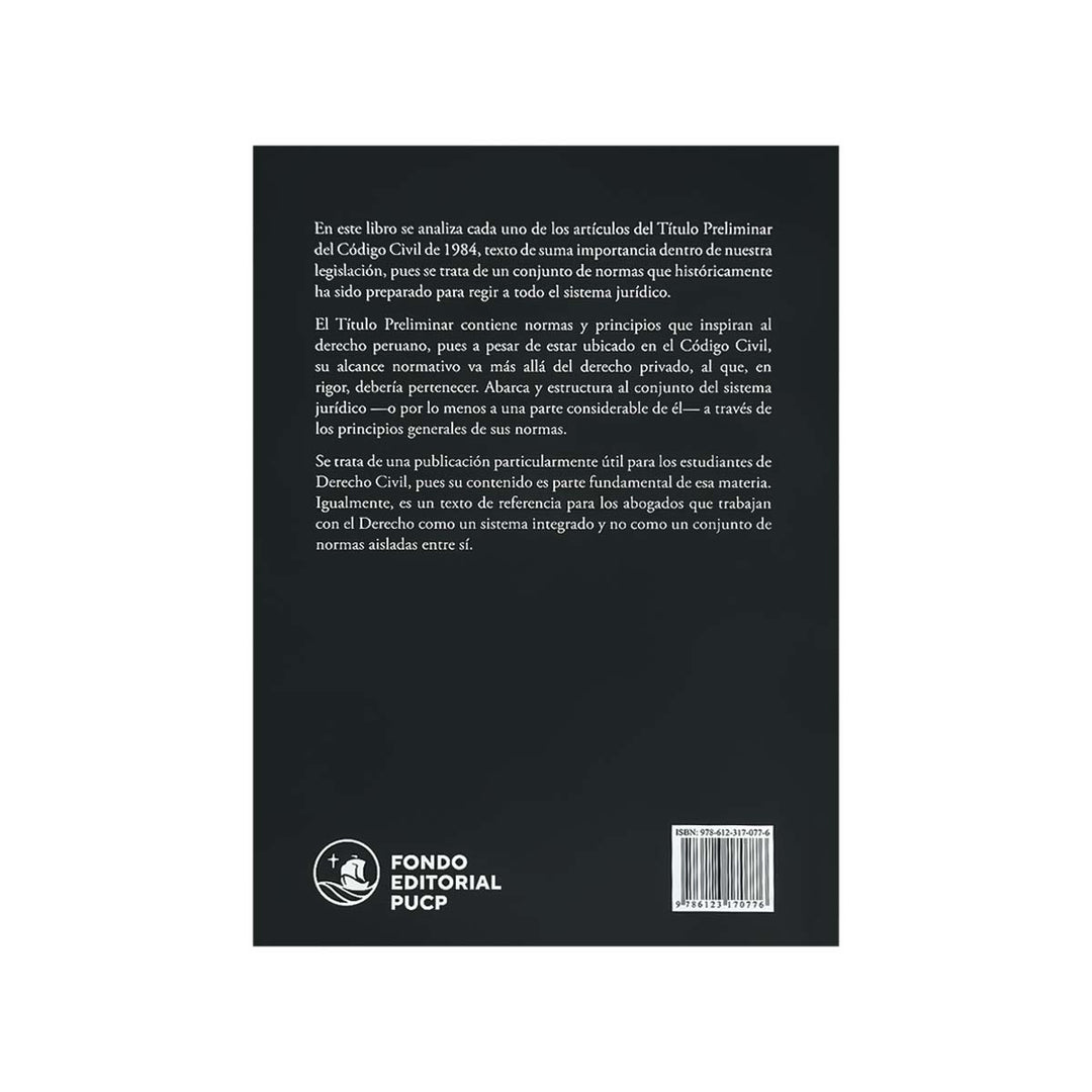 Contracubierta del libro El Título Preliminar del Código Civil.
