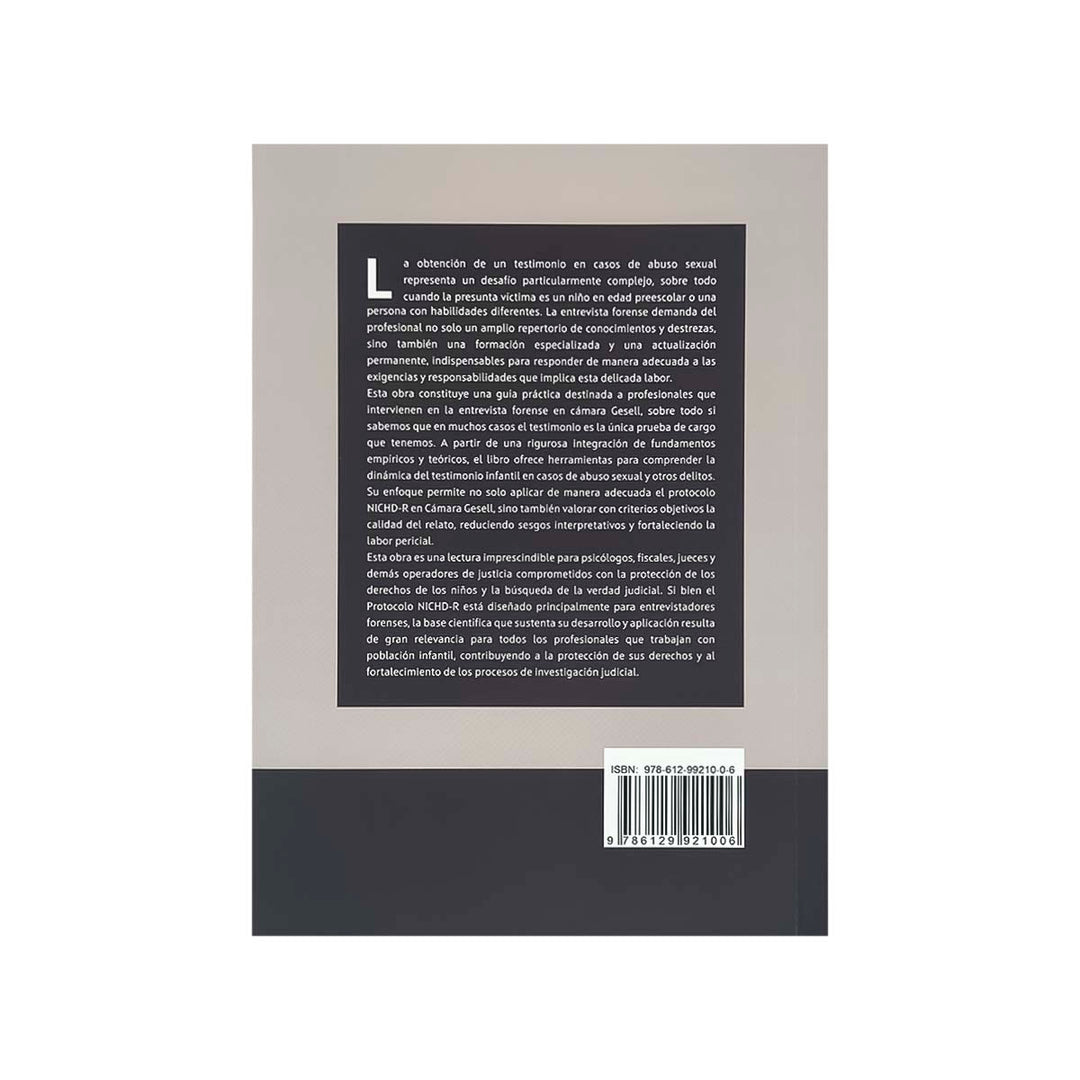 Contracubierta del libro Entrevista Forense en Cámara Gesell en Casos de Abuso Sexual.