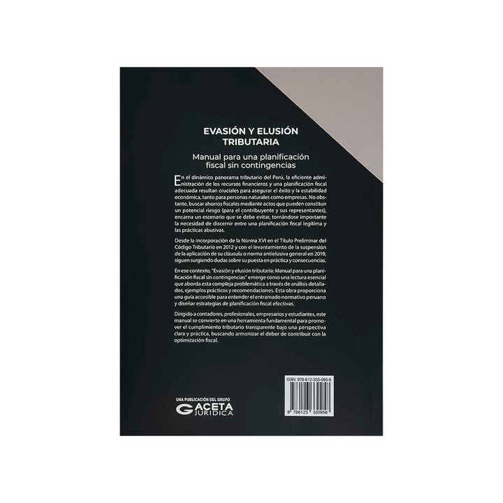 Contracubierta del libro Evasión y Elusión Tributaria: Manual para una Planificación Tributaria sin Contingencias.