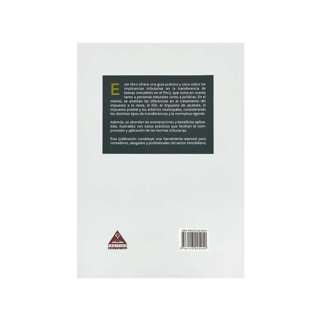 Contracubierta del libro Implicancias Tributarias de las Transferencias de Bienes Inmuebles.