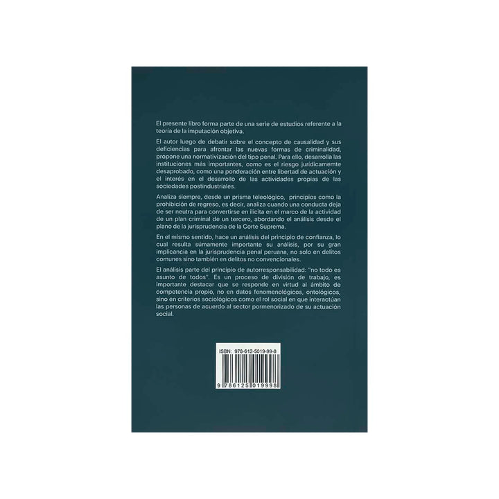 Contracubierta del libro Imputación Objetiva en el Derecho Penal: Casos Prácticos.
