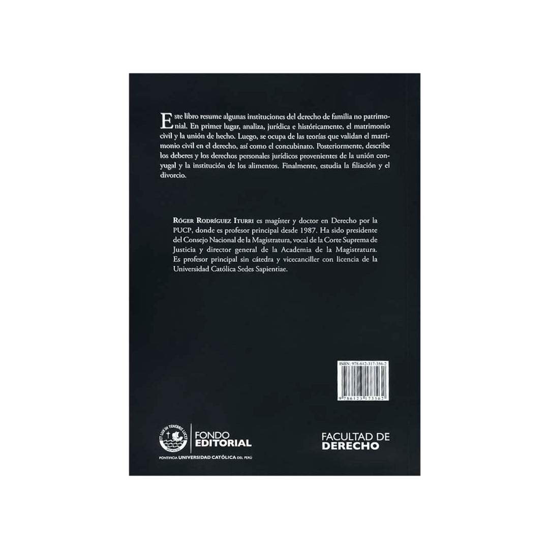 Contracubierta del libro Instituciones del Derecho Familiar no Patrimonial Peruano.
