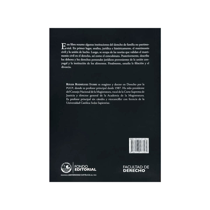 Contracubierta del libro Instituciones del Derecho Familiar no Patrimonial Peruano.