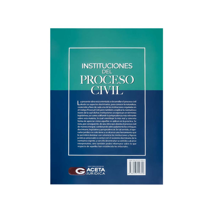 Contracubierta del libro Instituciones del Proceso Civil.