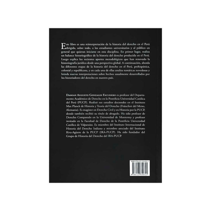 Contracubierta del libro Introducción a la Historia del Derecho Peruano.