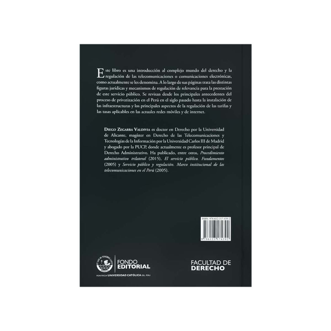 Contracubierta del libro Introducción al Derecho de las Telecomunicaciones.