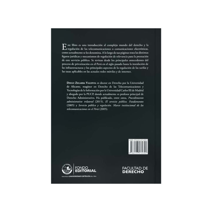 Contracubierta del libro Introducción al Derecho de las Telecomunicaciones.