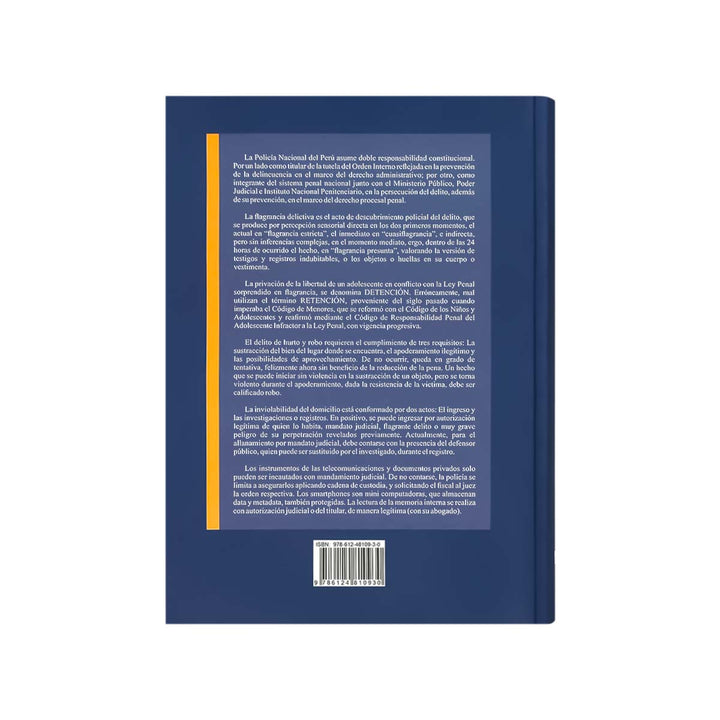 Contracubierta del libro Investigación Criminal: Métodos General y Especial, Adecuado a la Ley 32130.