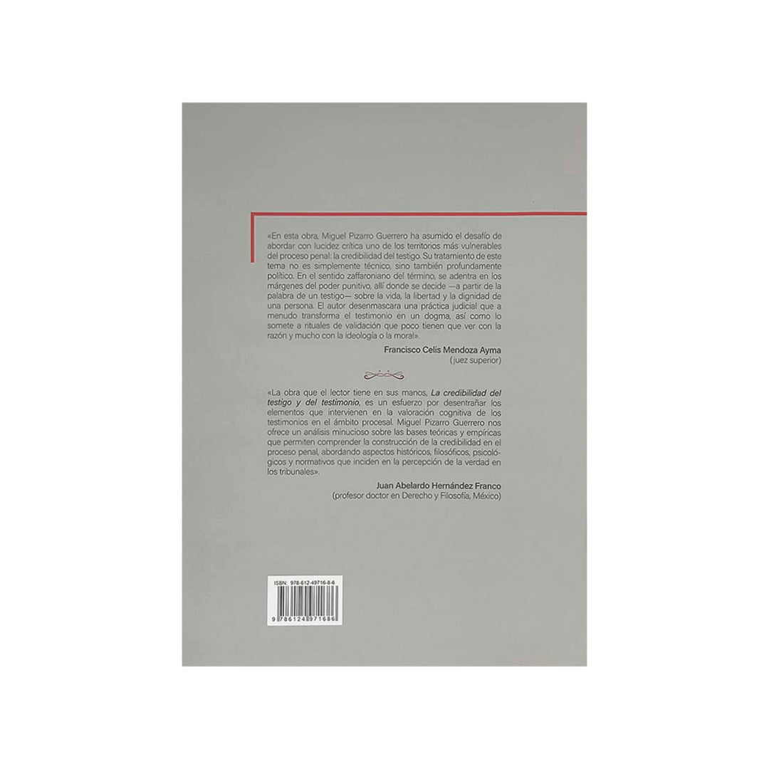Contracubierta del libro La Credibilidad del Testigo y del Testimonio.
