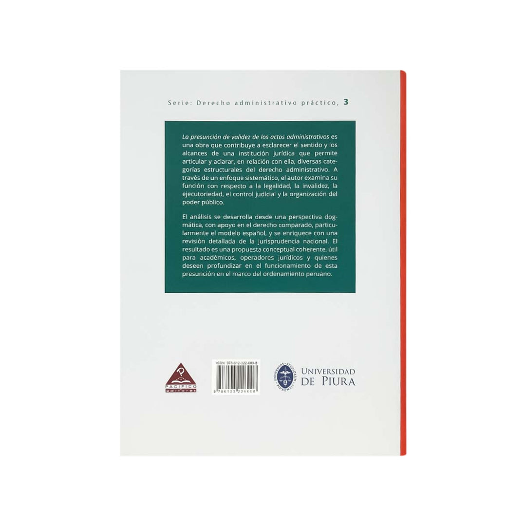 Contracubierta del libro La Presunción de Validez de los Actos Administrativos.