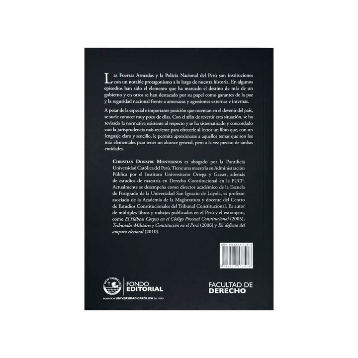 Contracubierta del libro Las Fuerzas Armadas y la Policía Nacional de Perú.