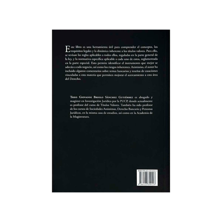 Contracubierta del libro Lecciones de Títulos Valores, de Theo Briolo.