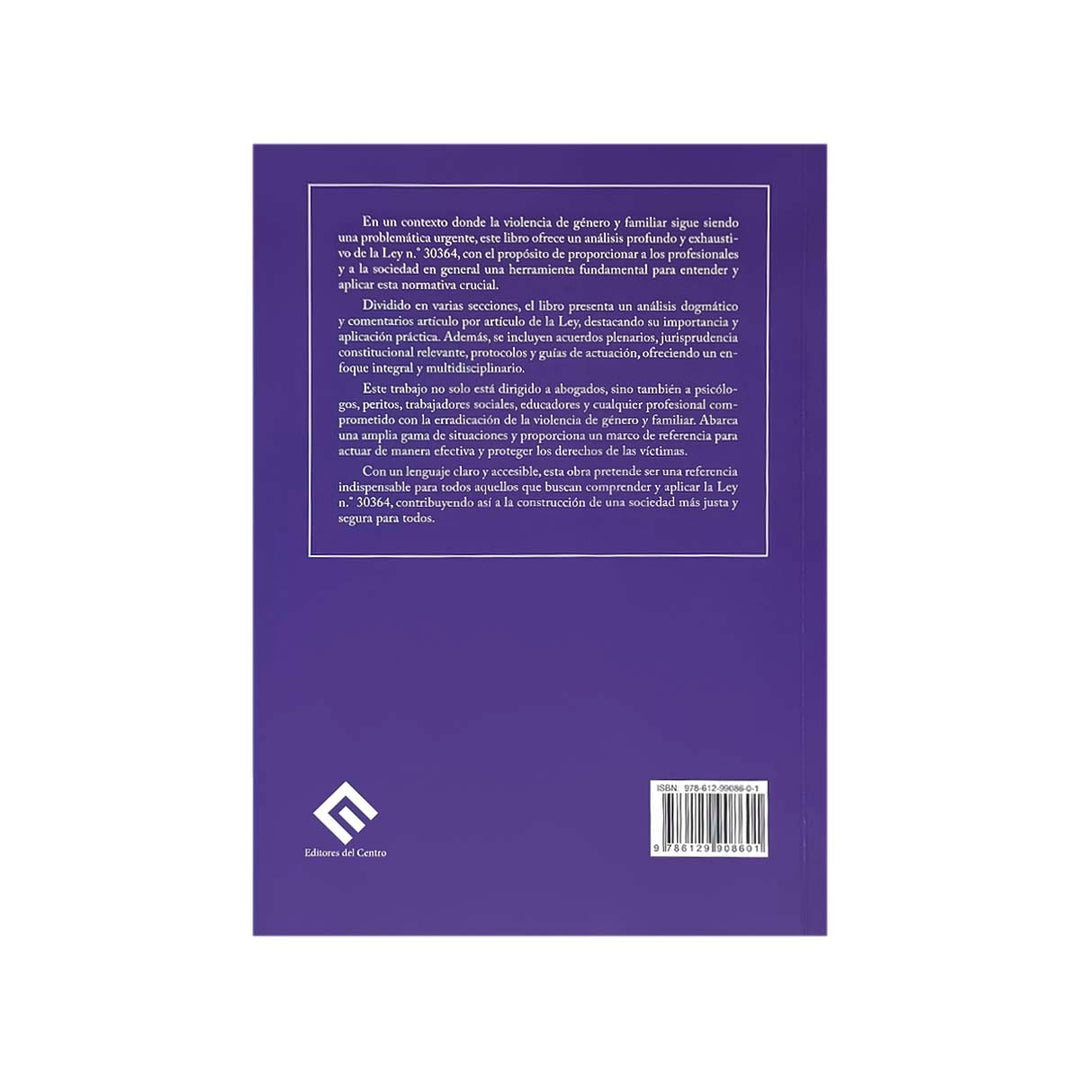 Contracubierta del libro Ley para Prevenir, Sancionar y Erradicar la Violencia contra las Mujeres y los Integrantes del Grupo Familiar.