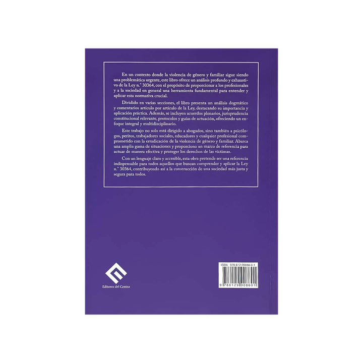 Contracubierta del libro Ley para Prevenir, Sancionar y Erradicar la Violencia contra las Mujeres y los Integrantes del Grupo Familiar.