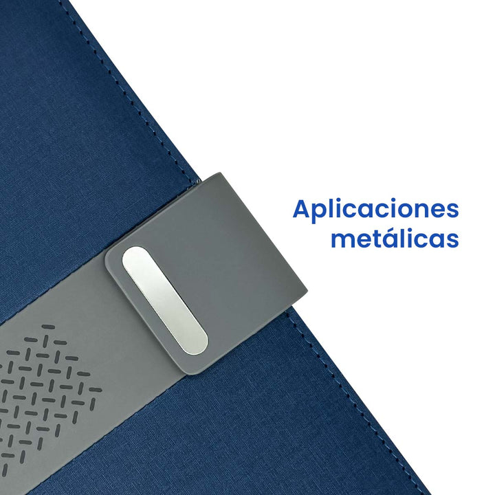 Libreta Ejecutiva Pioner Azul Jaspeada + Grabado + 100 Hojas de Repuesto