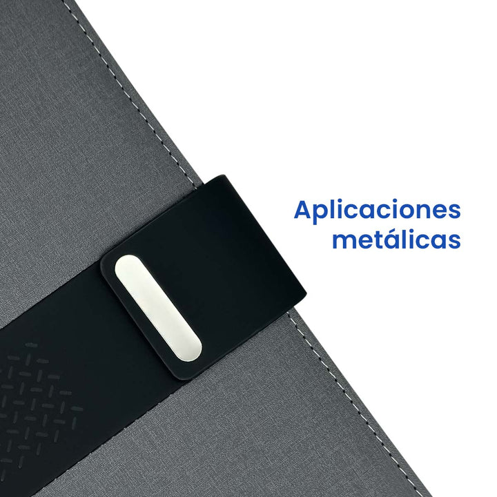 Libreta Ejecutiva Pioner Gris Jaspeada + Grabado + 100 Hojas de Repuesto