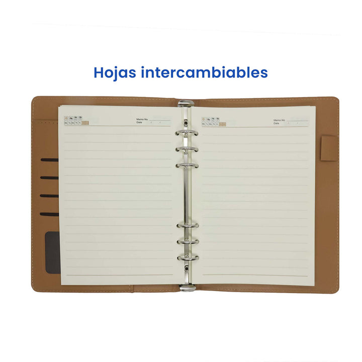 Libreta Ejecutiva Pioner Azul Jaspeada + Grabado + 100 Hojas de Repuesto