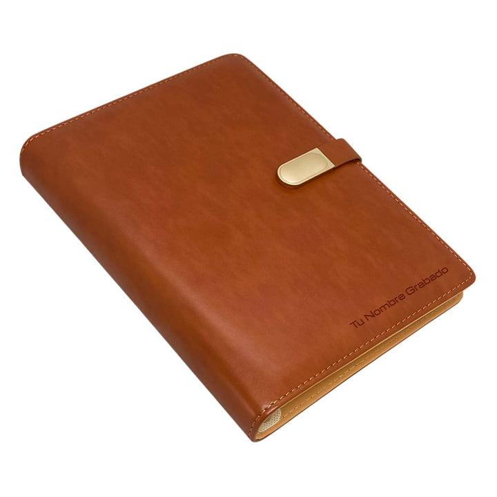 Libreta Ejecutiva Pioner Marrón Clásica + Grabado + 100 Hojas de Repuesto