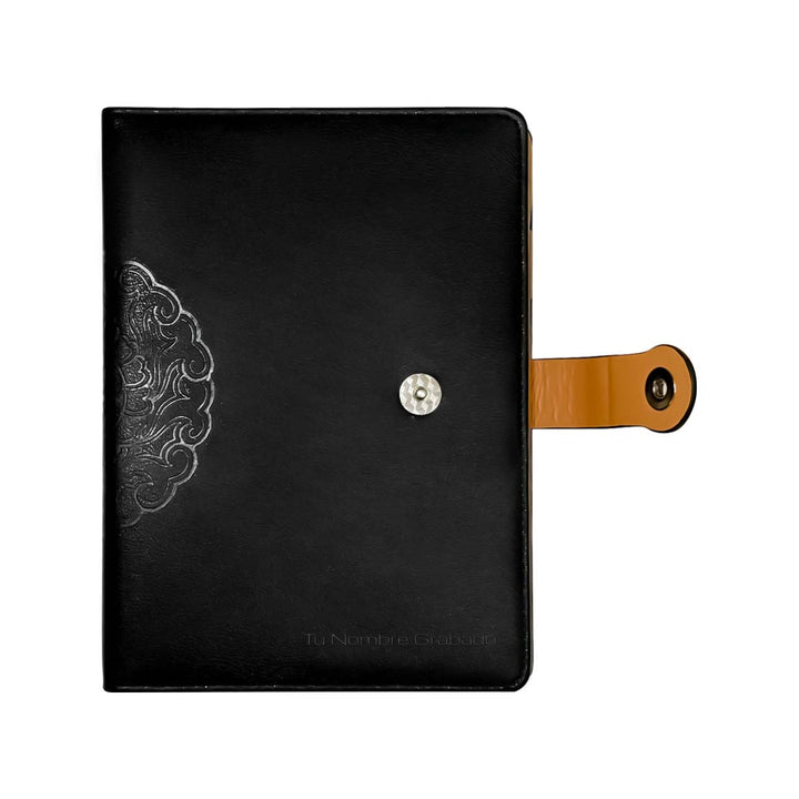 Libreta Ejecutiva Pioner Negra con Mandala + Grabado + 100 Hojas de Repuesto