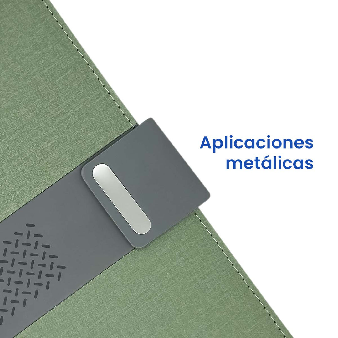Libreta Ejecutiva Pioner Verde Jaspeada + Grabado + 100 Hojas de Repuesto