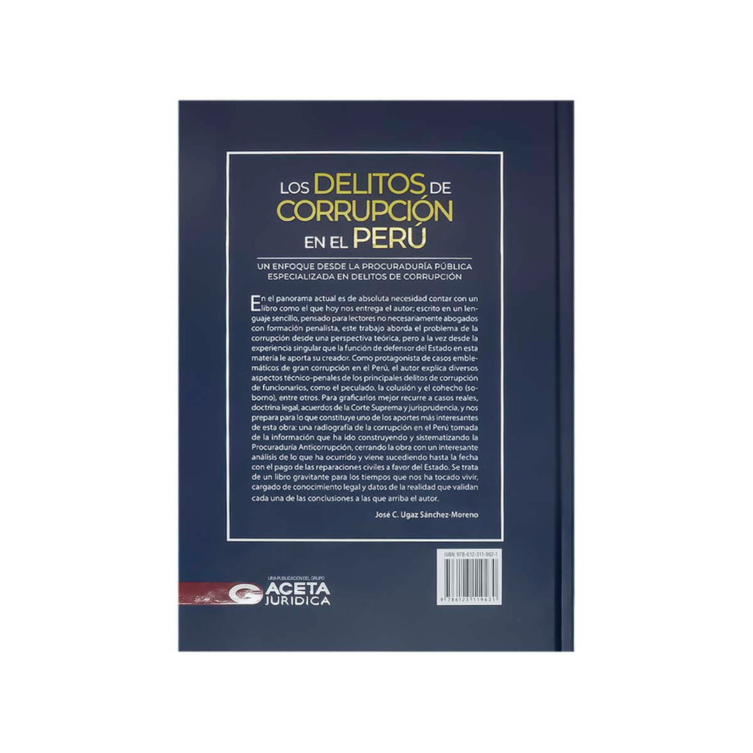 Contracubierta del libro Los Delitos de Corrupción en el Perú.