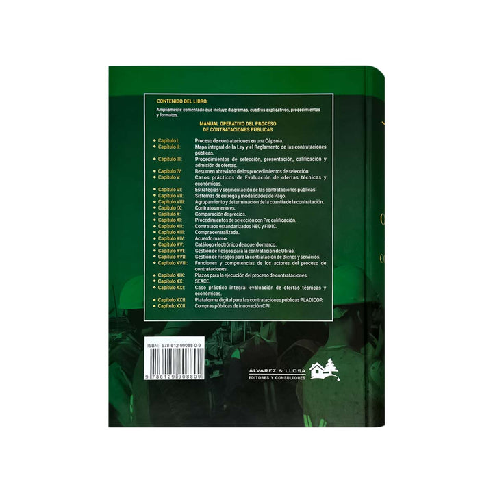 Contracubierta del libro Manual Operativo del Proceso de Contrataciones Públicas.