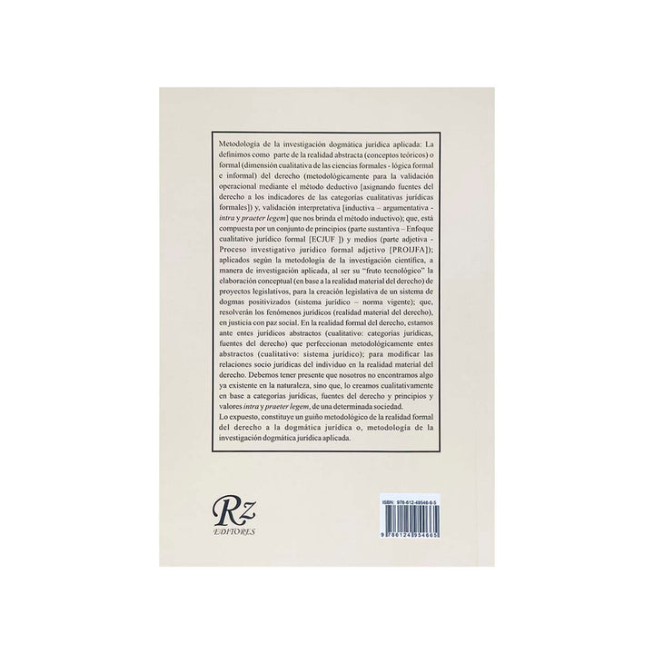 Contracubierta del libro Metodología de la Investigación Dogmática Jurídica Aplicada.