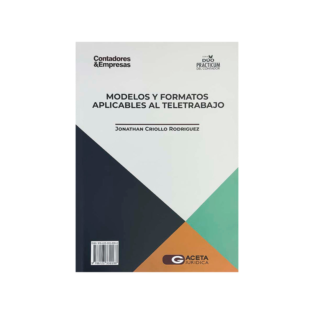 Cubierta del libro Modelos y Formatos Aplicables al Teletrabajo.