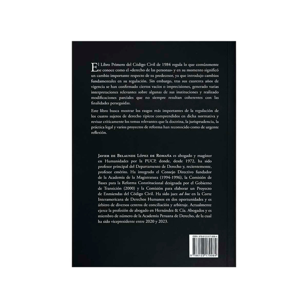 Contracubierta del libro Personas Naturales y Jurídicas: Comentarios al Libro Primero del Código Civil.