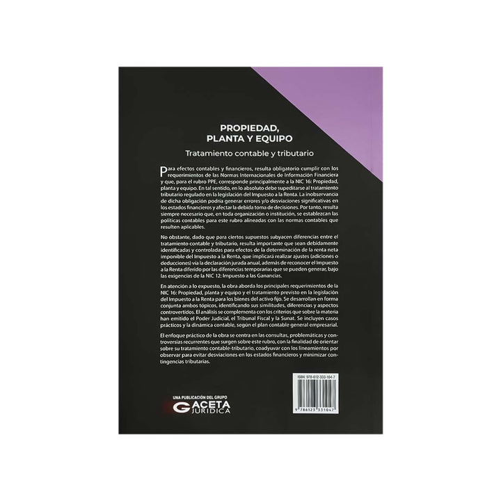 Contracubierta del libro Propiedad, Planta y Equipo: Tratamiento Contable y Tributario.