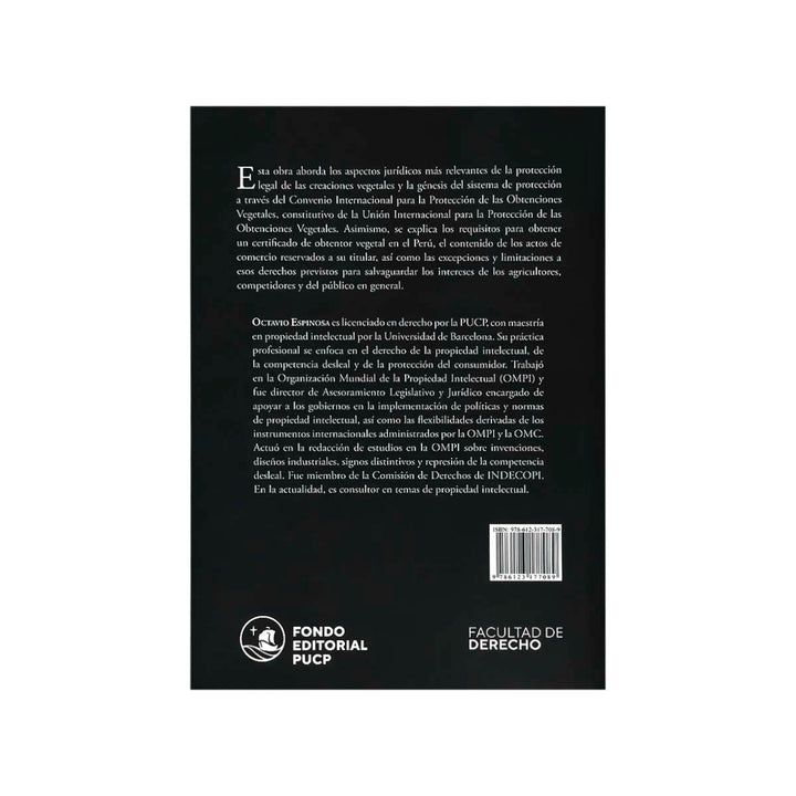 Contracubierta del libro Protección de las Obtenciones Vegetales.