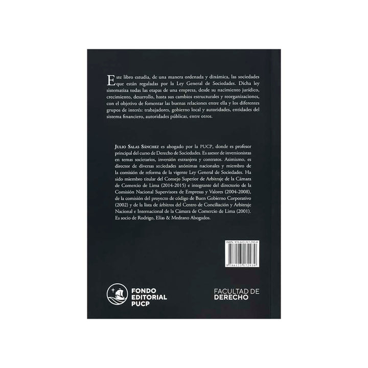 Contracubierta del libro Sociedades Reguladas por la Ley General de Sociedades.