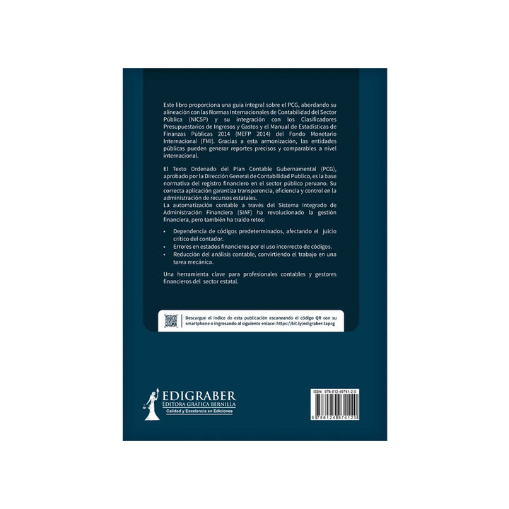 Contracubierta del libro Taxonomía y Aplicación del Plan Contable Gubernamental.